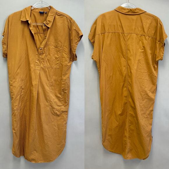 Gap short sleeve popover midi dress in deep camel size Medium Tall 100% cotton - Picture 11 of 13
